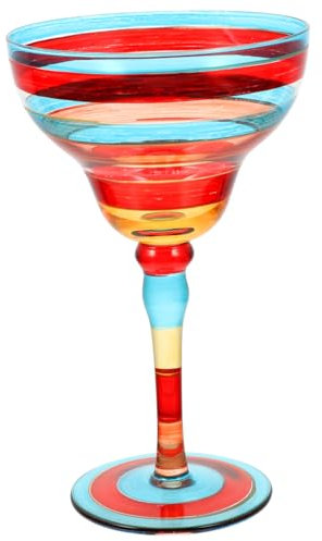 KICHOUSE Margarita Glass Decorative Hand Painted Glassware Tumblers Wine Glasses for Home Bar Party