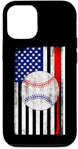 Coque pour iPhone 12/12 Pro Lanceur de baseball avec drapeau américain
