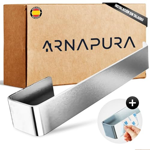 ARNAPURA Toalleros de Baño sin Taladro | Toallero Adhesivo baño Acero Inoxidable 304 | Incluye Adhesivo Ultraresistente Tipo de Baños y Cocinas | Fabricado en España