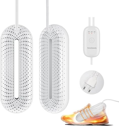 Scienbeauty Asciugatrice Elettrica per Scarpe, Scaldamascarpe, 3 Modalità Timer di spegnimento Automatico, Asciugatura Silenziosa per Scarpe, Stivali da Sci, Guanti e Calze (Spina UE)