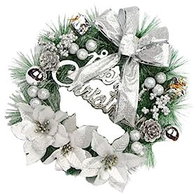 ABOOFAN Weihnachtsgirlande Aus Kiefernholz Künstlicher Türkranz Mit Tannenzapfen Beeren Kugeln Und Schleifen Modische Weihnachtsdeko Für Wand Tür Fenster Innen Und Außen