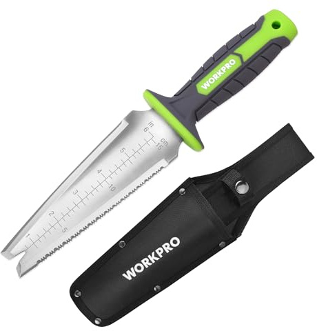 WORKPRO Hori Hori Garden Knife, Garden Tools with Oxford Sheath, 7 Stainless Steel Blade with Cutting Edge, Multi-Purpose Weed Puller tool with Hanging Hole for Planting, Weeding, Digging
