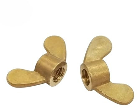 Generisch 2~10 Stück metrische Messing-Flügelmuttern M3 M4 M5 M6 M8 M10 M12 Schmetterlingsmuttern mit großem Ohr, speziell geformte Handschraubenmutter, Klauenmutter(M10-5pcs)