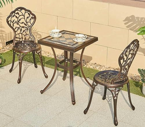 Gartenbank 3 Stück Aluminium Bistroset Gartenmöbel Esstisch Stühle Antike Terrasse Sitzplatz