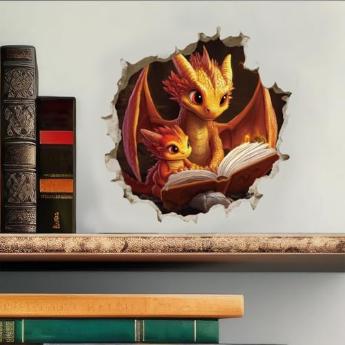 ANATTASOUL 3D e Drago Adesivo Murale Wall Stickers Adesivi Murali Decorazione interni Wall Sticker Adesivo da Muro per Camera da Letto Soggiorno TV Sfondo