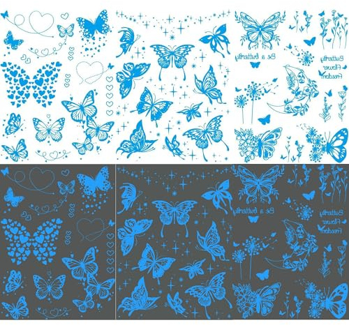 Wandtattoo Schmetterlinge Leuchtend, Schmetterlinge Leuchtsticker, Schmetterling Deko Wandsticker, Luminous Schmetterling Sticker, für Wohnzimmer Schlafzimmer Kinderzimmer Wanddeko Blau