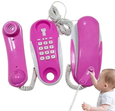 Kindertelefon-Spielzeug - Realistisches Spielzeugtelefon, Rollenspiel-Telefon Mit Kabel, Kinder Handy-Design | Echtes Klingeln Mit 7 M Kabel, Geburtstagsgeschenk Für Kinder, Mädchen, Weihnacht