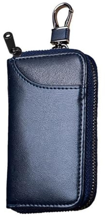 OUDQFCJ Schlüsseletui Leder, Schlüsselmäppchen für Autoschlüssel, Schlüsselmappe, Schlüsseltasche, Schlüsselanhänger, Portemonnaie klein(Dunkelblau)