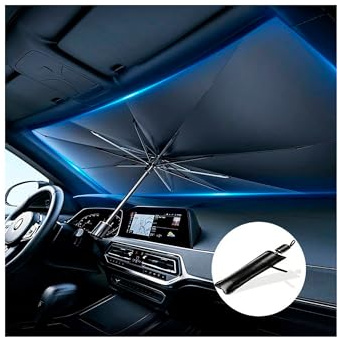 Parasole per auto anteriore, parasole per auto anteriore, pieghevole, parasole per interni, protezione solare auto, design a V (115 x 65)