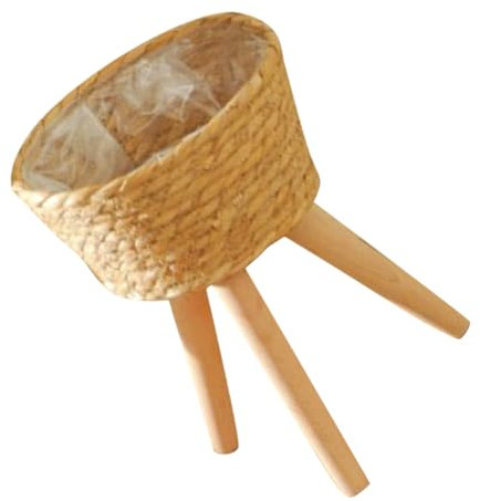 UPKOCH Soporte para Macetas Cesta Tejida De Madera Mediana 24cm para Interior y Balcón Base Ligera y Robusta para Plantas Decorativas y Almacenamiento Funcional