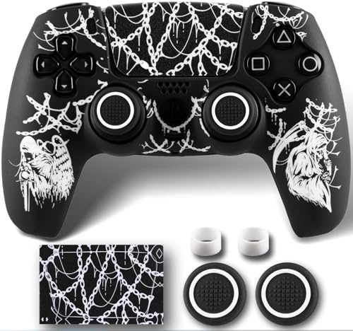 9CDeer Non-Slip Silicone Cover for PS5 Controller with Thumbstick Caps * 2 & Sticker * 1 Michael & Reaper