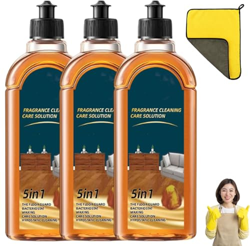 Floor Cleaner, 2025 New 5-in-1 Hardwood Floor Cleaner & Polish Solution, Restores Luster for Ceramic & Wood Surfaces, Cleaning Care for Floors & Wooden Furniture (3, 3)