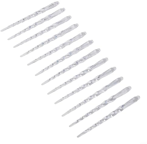 Juego de 12 colgantes de carámbanos transparentes con cordón para colgar para decoración de árbol (B-L)