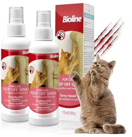 2PCS 175ML Cat Deterrent Spray for Cats to Stop Scratching & Chewing, Furniture Protector, Lemon & Eucalyptus, Non-Toxic Alcohol Free, Safe Indoor & Outdoor Cat Training Spray