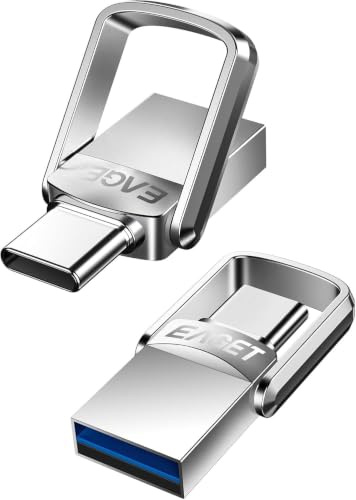 32GB Mini USB Flash Drive, Type-C & USB-A Dual USB 3.1 Gen 1 Memory Stick, Metal Housing Swivel Design Portable Thumb Drive for iPhone 15/16/17, Mac, Android Phones, Tablets, PCs, Laptops (1 pc)