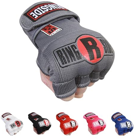 Ringside Gel Shock Quick Wraps, Impact-Absorbing Hand Wraps with Secure Support, Ideal for Boxing, MMA, Muay Thai, and Martial Arts, Inner Boxing Gloves for Men and Women, Gray, Large/X-Large