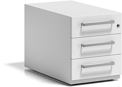 BISLEY Rollcontainer Note mit Griff, 3 Universalschubladen, Metall, 696 Verkehrsweiß, 77.5 x 42 x 49.5 cm