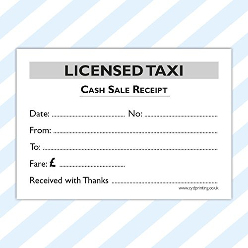 CYDPrinting Licensed Taxi Minicab Receipt Fare Pads Padded Invoices Notepad Licenced (1 pack 100 sheets)