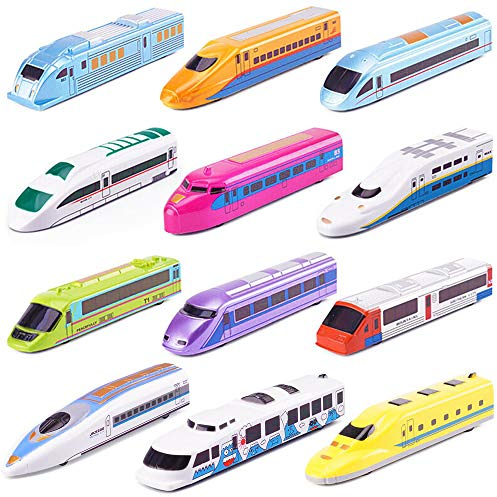 CORPER TOYS Bullet Train Pull Back Toy High Speed City Train Modern Locomotives for Kids Toddle Boys - Bundle of 12