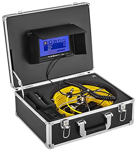VEVOR Kanal Inspektionskamera 50 m Rohrkamera Inspektion 7 Zoll Rohr-Inspektionskamera IP68 Abflussrohr WasserdichtesIndustrielles Endoskop Snake-Kamera 12LED Nachtsicht mit Führungsrad, Touch-Screen
