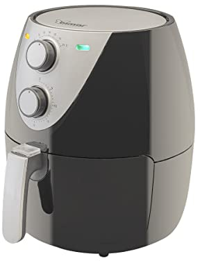 BIMAR Friggitrice ad aria, Friggitrice aria, Frittura senza olio, Air Fryer, Spegnimento automatico, Cestello estraibile, 80°-200°C, Design compatto (3,7 litri)