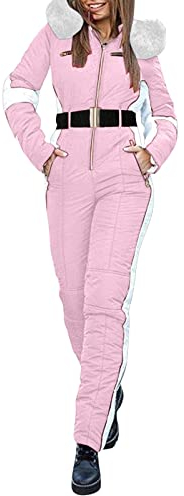 SkianzüGe für Damen: Skianzug Damen Einteiler Skioverall Warme Wasserdicht Schneeanzug Winter Warme Schnee-Jacke Skifahren SäTze Outdoor Jumpsuit Schneeoverall Overall Mit Kapuze Schneeanzug Ski-Anzug