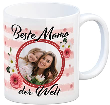 Individuelle Tasse für die beste Mama der Welt - Personalisierbar mit eigenem Bild - zum Muttertag für Mami die immer hilft um danke zu mum zu sagen personalisiert zum Geburtstag oder Weihnachten