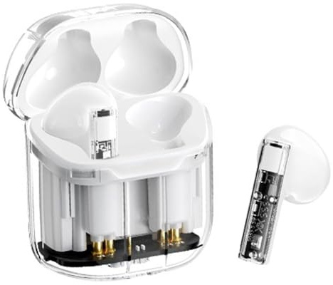 Écouteurs sans fil pour Google Pixel 7 7 Pro 6 5 4 3 2 XL 7 A 6 A 5 A 4 A 3 A 6 Pro, boîtier transparent IPX4 True Wireless 5.3 Stereo Music Écouteurs intra-auriculaires légers pour le sport (Blanc)