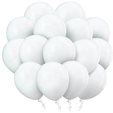 Ainiv 60pz Palloncini Bianco Palloncino Bianchi Elio Festa 30cm Fidanzamento Matrimonio Anniversario Compleanno Battesimo Bimba Baby Shower Compleanno Festa Decorazione