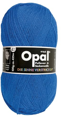 Frida's Wollhaus Opal 100 g Uni 4-fach Sockengarn Strümpfe Stricken filzfrei Wolle 35 Farben (5188 | Blau)