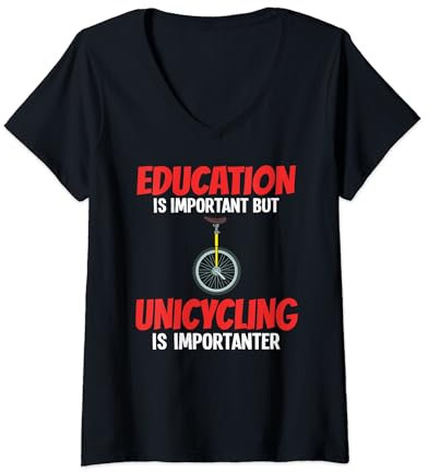 Einrad Fahrrad Lustiges Training Lernen Radfahren T-Shirt mit V-Ausschnitt
