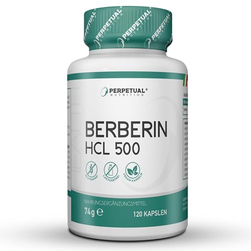 Berberin - Berberine 500mg HCL Hochdosiert 120 Kapseln – Berberis Vulgaris - Ergänzungsmittel - Extract für Cholesterin und Herz
