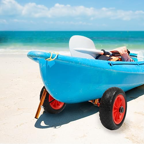 Kajakvagn vika kajakhjul Canoe Kanot vagn surfvagn vikbar kanotvagn demonterbar transportvagn aluminium transport båtvagn vikbar båt tillbehör med lång rem guld bärkapacitet 30 kg