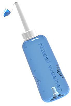 Angoily Nasenspülflasche zur Sanften Nasenreinigung aus Kunststoff 500ml Nasendusche mit 2 Düsen und Wasserflusskontrolle Erwachsene für Erwachsene und Kinder