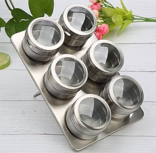 6/9/12/15 Pieces Magnetic Spice Jars Containers Stainless Steel Round Magnetic Spice Jars Set 100ml Circular Spice Jars Tins Spice Storage Containers Box Set With Lids And Magnetic Base For Kitchen