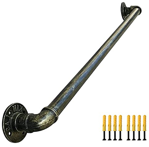 Treppengeländer, Handlauf für Treppen, Innen- und Außentreppen, Geländer – Stützstange aus rundem Rohr aus bronzefarbenem Metall und Schmiedeeisen, Sicherheitshaltegriff (Größe: 13,1 Fuß/400 cm)