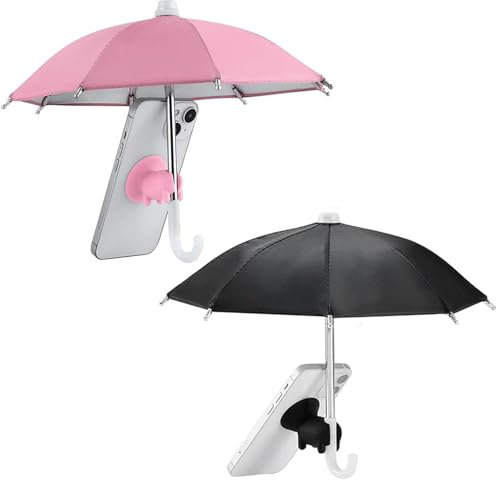 Phone Umbrella for Sun, 2PCS Cell Phone Umbrella Sun Shade with Piggy Suction Cup, Mobile Sun Shade Cover Sun Shade for Outdoor Photography, Cycling, Motorcyclin