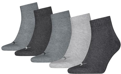 PUMA QUARTER PLAIN 5P, Calzini Unisex - Adulto, Anthraci/l Mel Grey/m Mel Grey - New, 39-42
