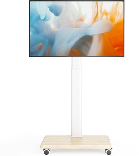Supporto TV mobile per TV da 27 a 65 pollici, carrello TV portatile con ruote, grande supporto universale con supporto girevole, altezza regolabile per angolo camera da letto, esterno.