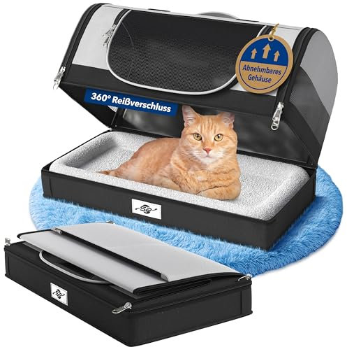 Smart-Planet® Transporttasche Katzen und Hunde mit abnehmbaren Boden - Faltbare Transportbox bis 8kg - 50x30x30 cm - mit Tragegurt für Urlaub, Reisen und Tierarzt
