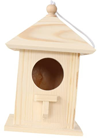 NULYLU Hängendes Vogelhaus für Wellensittiche und Nymphensittiche Warmes Schlafnest mit Nistfunktion für Garten und Balkon Wetterfestes Vogelfutterhaus Beige
