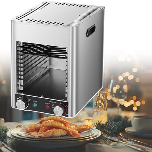HCAUYNN Parrilla EléCtrica para Carne para Interiores, Asador De Carne De 1700 W, con Bandeja/Bandeja para Hornear, Temperatura Ajustable A 800 ℃ Y Temporizador De 10 Minutos,110V