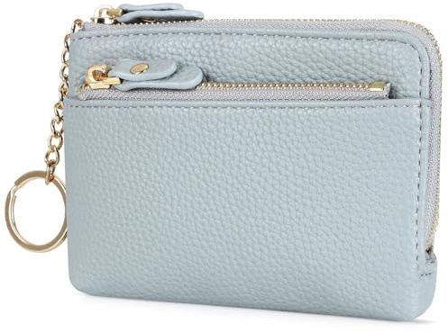 RRANCharltu Portemonnaie Damen klein, Schlüsseltasche Weichem Leder Mini Geldbörse Münzbörsen für Damen Kleiner Geldbeutel mit Reißverschluss Kartenfächer Brieftasche Mädchen, Blau