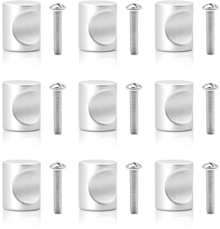 Dreamark Silber Schubladengriffe, 9 Stück Möbelknöpfe Rund, Metall Türknöpfe, Schubladenknöpfe und Schrankknöpfe, für Schränke, Kommoden und Schubladen, Möbelgriffe mit Schrauben