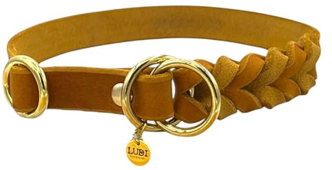 Zugstopp Halsband „Levi“ | Retriverhalsband (Cognac, 2cm Breite)