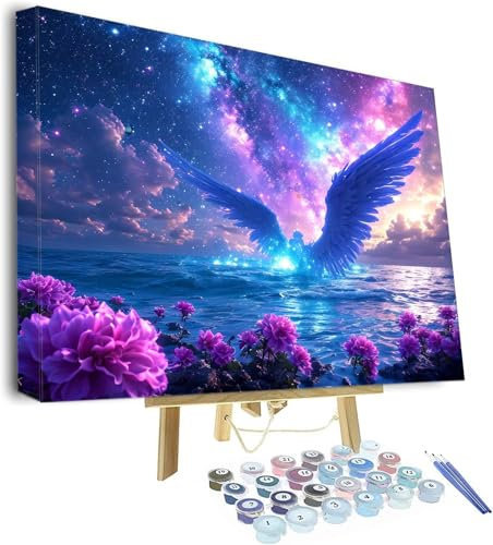 Malen Nach Zahlen Erwachsene Traum Malen Nach Zahlen Kinder, Paint by Numbers Flügel Knitterfreie Leinwand Bilder, diy GemäLde Kit mit Pinsel und Acrylfarbe Als Geschenk für Wanddeko 100x70cm P-827