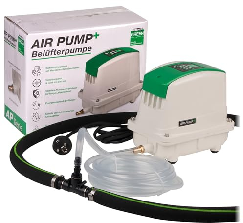 Teichbelüfter-Set AP-80 Luftpumpe mit Japan Belüfterring Ø 50 cm Sauerstoffpumpe für Ihrem Koiteich. Eine Profi Luftpumpe als Eisfreihalter im Winter zu verwenden