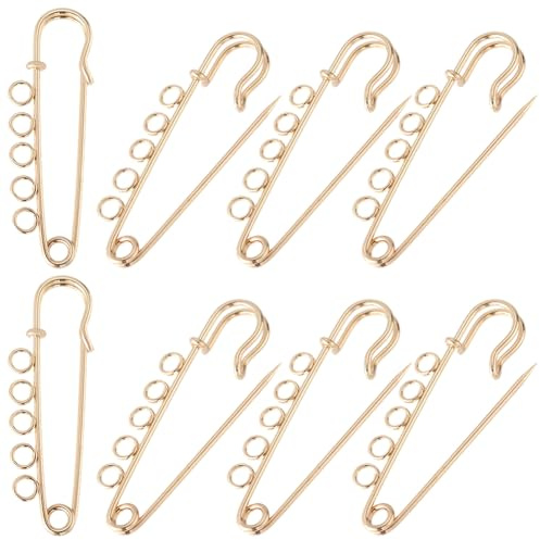 SUNNYCLUE 1 låda 30 st 50 mm guldbrosch säkerhetsnål stor kiltstift bulk järndekoration metall fästande filtar kiltbricka tunga broscher med 5 öglor för smyckestillverkning gör-det-själv tillbehör