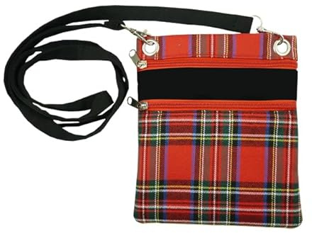 TrendandStylez Kleine Umhängetasche Rot Kariert im Schottenkaro-Design – Deine praktische Festival- & Karnevalstasche für Handy & Wertsachen, Crossbody Bag für Damen & Herren