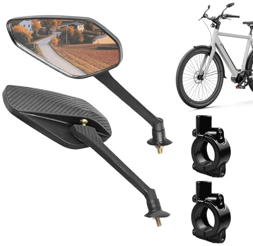 LIUZHUJ 2 Pezzi Specchietto Bici, Regolabile Specchietti Bici Elettrica, Alta Definizione Specchietti Moto, Nero, per Manubri da 20 a 25 mm